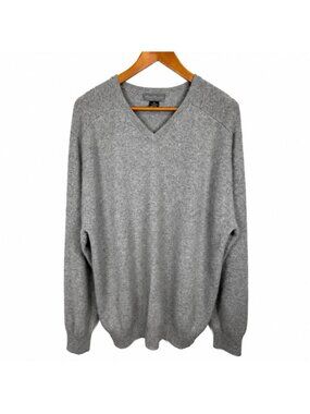 Daniel Cremieux 100% Cashmere Sweater Mens Large Gray Preppy Old Money Classic